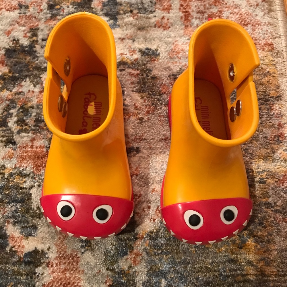 Mini Melissa baby girl rainboots shoes dinosaur 5